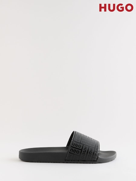HUGO Black All Over Logo Sliders (Y30341) | £45