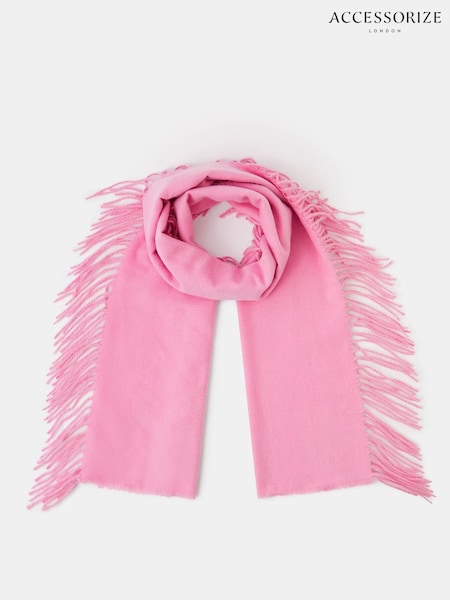 Accessorize Pink Plain Fringe Blanket Scarf (Y30480) | £24
