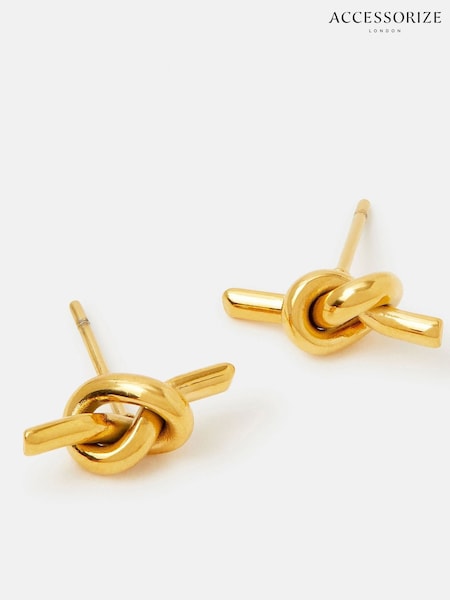 Accessorize Gold Tone Stainless Steel Knot Stud Earrings (Y30481) | £17