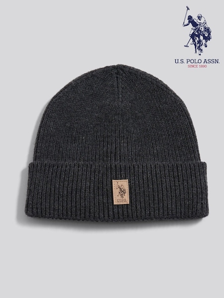 U.S. Polo Assn Dark Grey Signature Double Horsemen Knit Beanie (Y30572) | £20