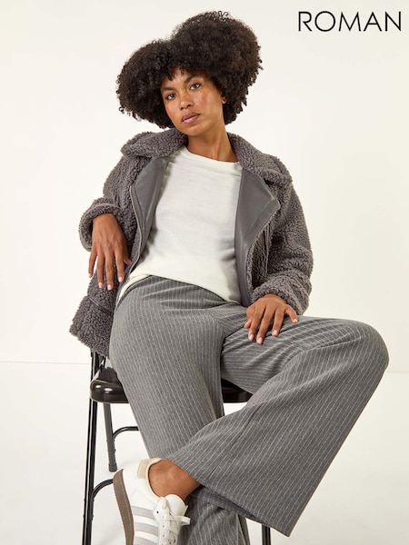 Roman Grey Pinstripe Jersey Stretch Trousers (Y30935) | £36
