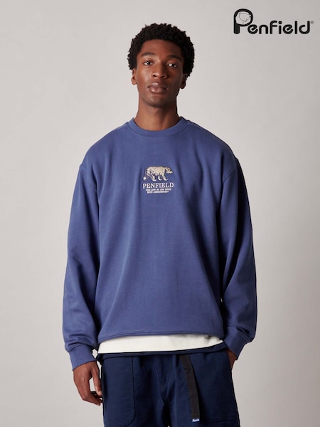 Penfield Blue 50th Anniversary Embroidered Crew Neck Jumper (Y30978) | £50