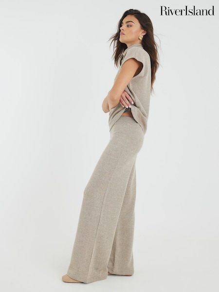 River Island Gold Glitter Wide Leg Trousers (Y30984) | £33