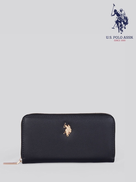 U.S. Polo Assn. Black Jones Large Zip Around PU Purse (Y30995) | £40