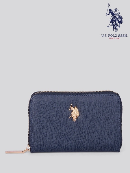 U.S. Polo Assn. Blue Jones Medium Zip PU Wallet (Y31108) | £40