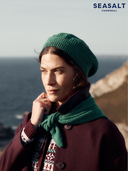 Seasalt Cornwall Green Driftway Beret Hat (Y31299) | £30