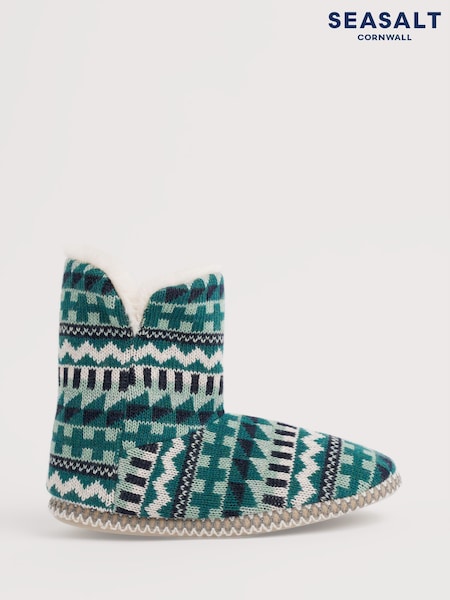 Seasalt Cornwall Blue Snooze Slipper Booties (Y31303) | £40