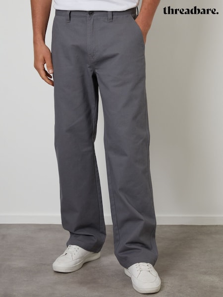Threadbare Grey Baggy Fit Chino Trousers (Y31346) | £26