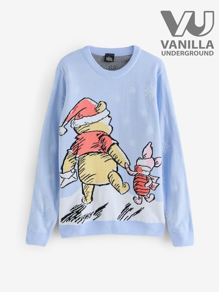 Vanilla Underground Blue Winnie the Pooh Character Christmas Jumper (Y31422) | £46