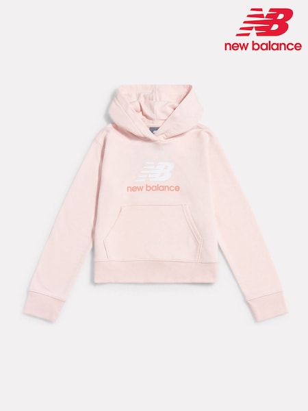New Balance Pink French Terry Stacked Logo Hoodie (Y31443) | £45 - £54