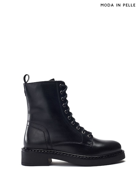 Moda in Pelle Black Orralie Lace Up Leather Ankle Boots (Y31465) | £129