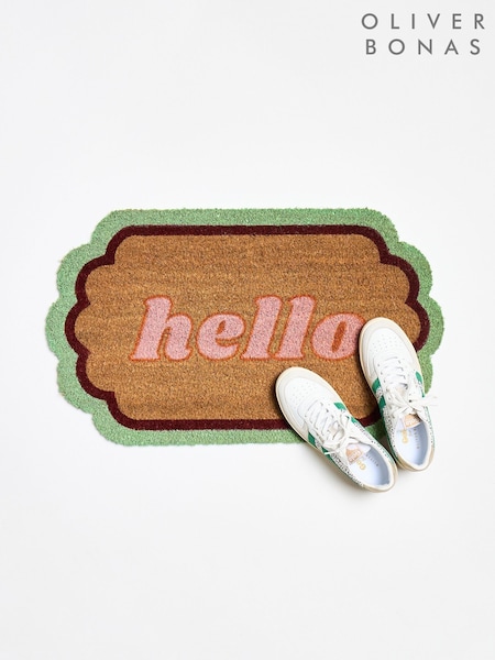 Oliver Bonas Multi Hello Scalloped Doormat (Y31495) | £20