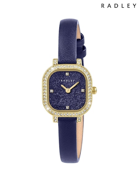 Radley Blue Gold Plated Stone Set Case Ink Leather Strap Watch RY21886 (Y31673) | £80