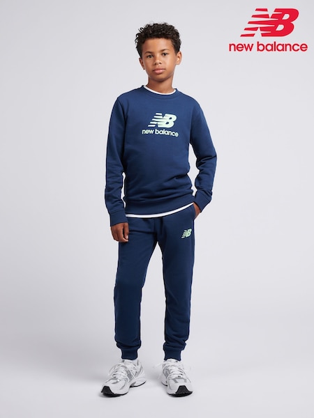 New Balance Light Blue FT Stacked Logo Crew & Joggers Set (Y31728) | £60 - £72
