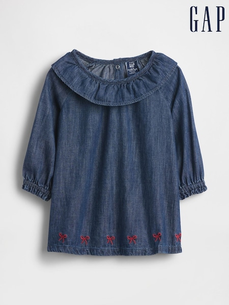 Gap Blue Denim Ruffle Collar Dress (Newborn-24mths) (0-24mths) (Y31857) | £30