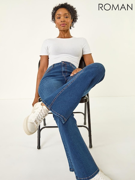 Roman Ombre Blue Petite Petite Bootcut Stretch Denim Trousers (Y31946) | £32