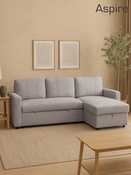 Aspire Furniture Grey Nexis Corner Storage Sofa Bed with Right Hand Chai Right (Y32023) | £850