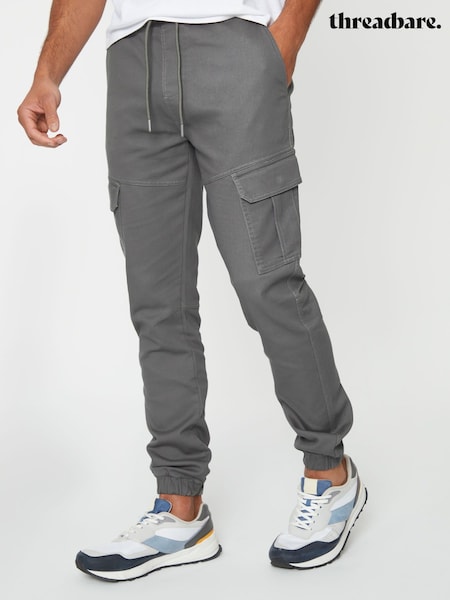 Threadbare Grey Slim Fit Cargo Pocket Jogger Style Trousers (Y32073) | £35