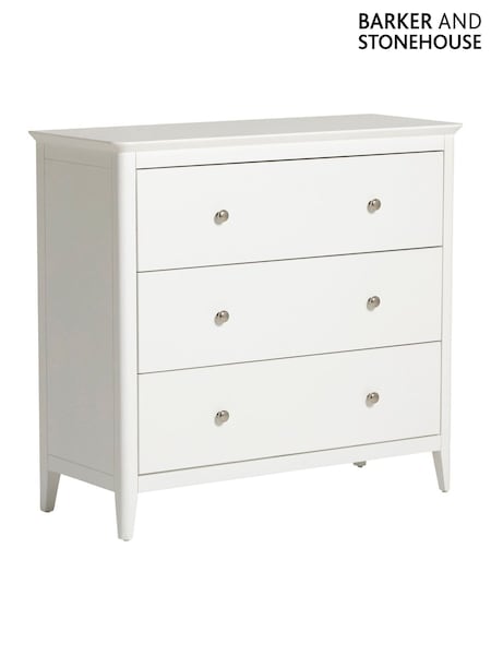 Barker and Stonehouse White Springwell Wooden 3 Drawer Chest of Drawers (Y32084) | £375