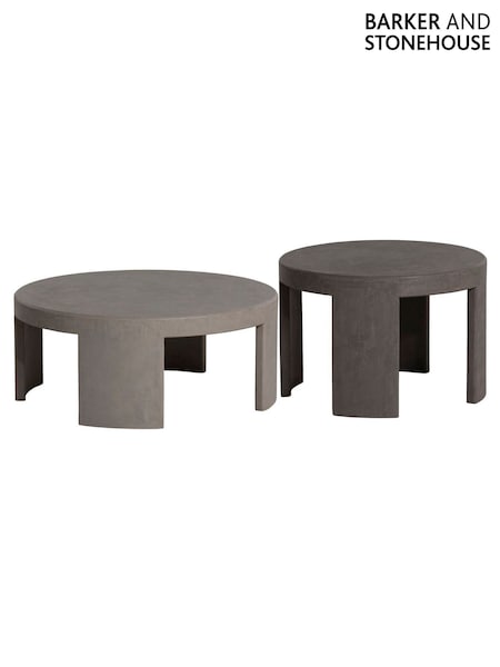 Barker and Stonehouse Set of 2 Grey Capella Faux Stone Coffee Tables (Y32085) | £575