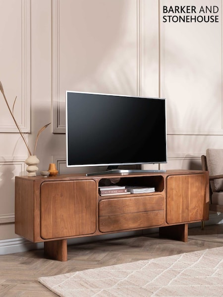 Barker and Stonehouse Brown Zerina Acacia Wood 2 Door 2 Drawer TV Unit (Y32091) | £695