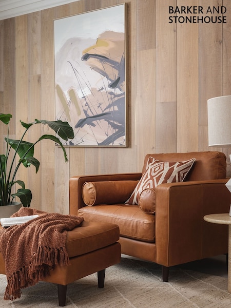 Barker and Stonehouse Tan Brown Hemingway Leather Armchair (Y32102) | £1,155