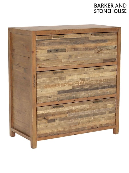 Barker and Stonehouse Brown Charlie Reclaimed Wood 3 Drawer Chest (Y32108) | £525