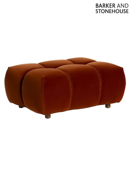 Barker and Stonehouse Orange Lavinia Tufted Velvet Footstool (Y32116) | £425