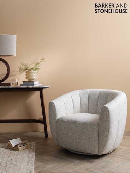 Barker and Stonehouse Natural Fontana Fabric Swivel Armchair (Y32135) | £495
