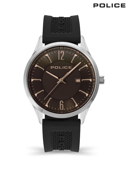 Police Black Laser Stainless Steel Silicone Strap Watch (Y32159) | £70