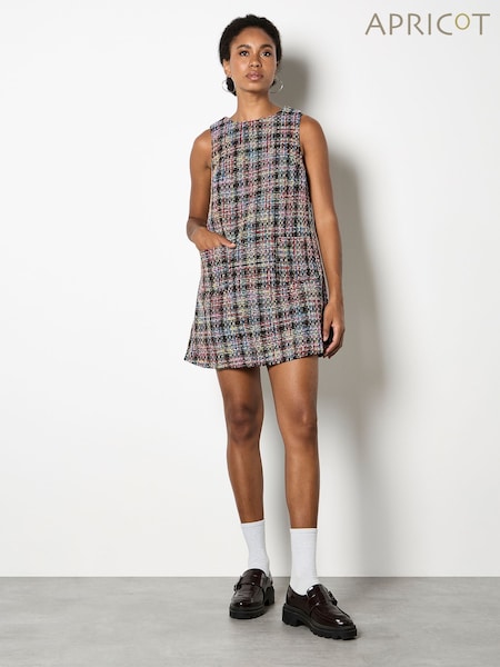 Apricot Black Rainbow Tweed Shift Dress (Y32176) | £50