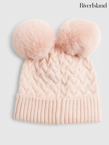 River Island Pink Double Pom Beanie (Y32283) | £8