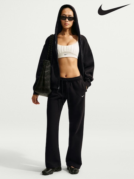 Black - Nike Studio Fleece Wide Leg Joggers