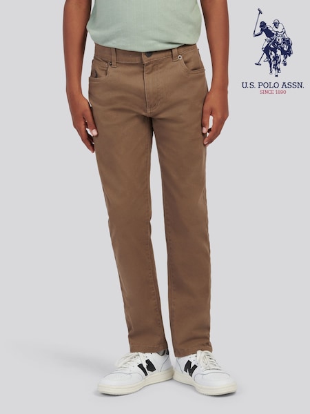 U.S. Polo Assn Brown Core 5 Pocket Trousers (Y32483) | £35 - £42