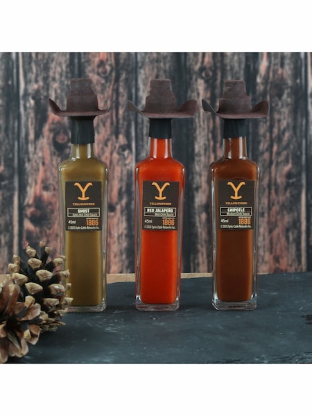 Kimm & Miller Yellowstone 3 Chilli Sauce with Hats (Y32866) | £17