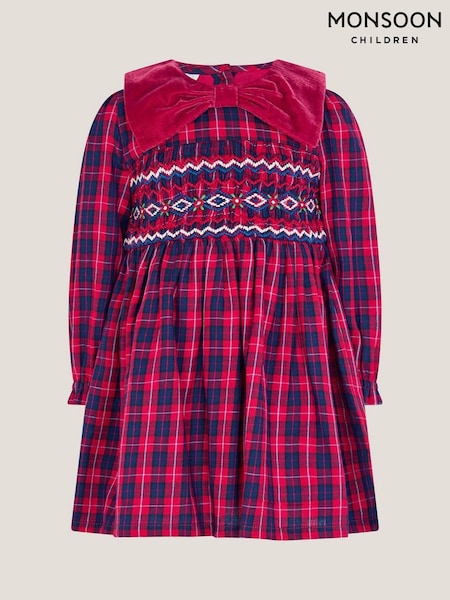 Monsoon Red Baby Tartan Smock Dress (Y32891) | £34 - £38