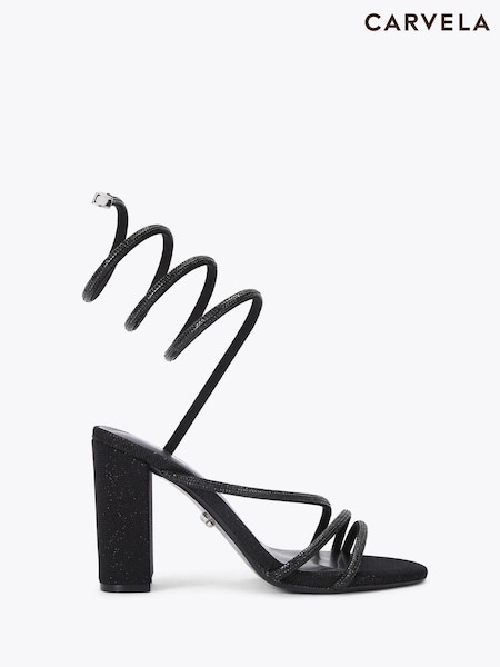Carvela Black Swirly Block Heel Sandals (Y32912) | £99