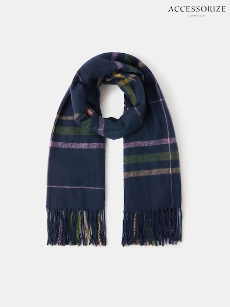 Accessorize Blue Check Blanket Scarf (Y33201) | £24