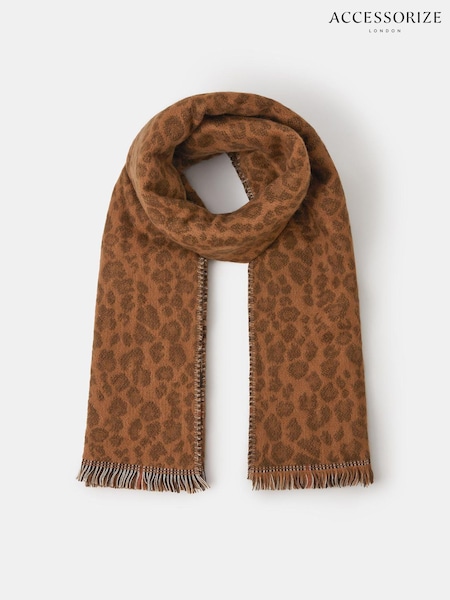 Accessorize Animal Leopard Print Check Reversible Scarf (Y33211) | £24