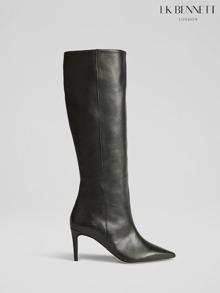 LK Bennett Black Astrid Black Leather Knee Boots (Y33248) | £499