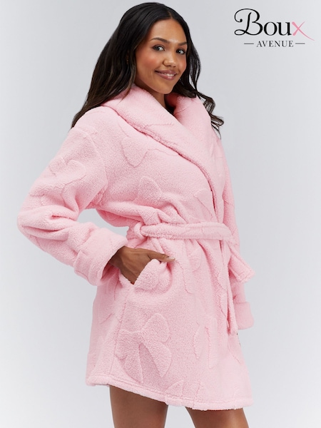 Boux Avenue Pink Fluffy Bow Short Dressing Gown (Y33249) | £50