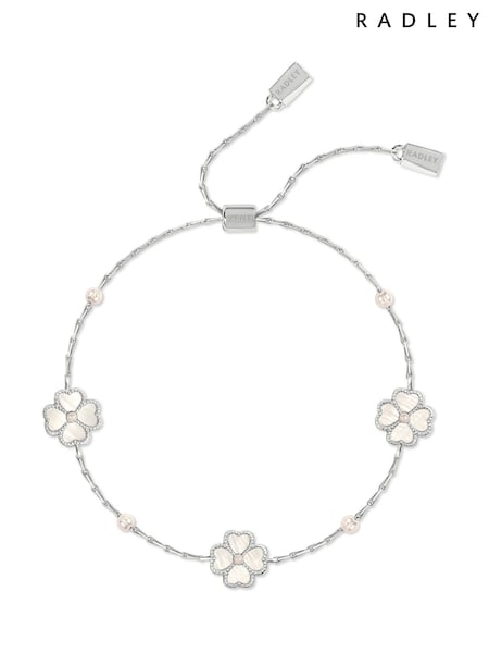 Radley Silver Silver Plated Mother Of Pearl Heart Flower Friendship Bracelet (Y33356) | £45
