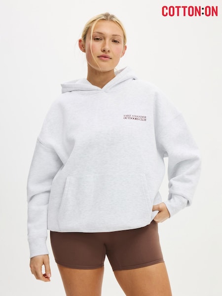 Cotton On Grey Plush Premium Graphic Hoodie (Y33363) | £35