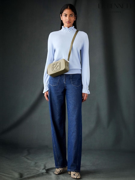 LK Bennett Blue Vera Pearl Detail Knitted Jumper (Y33467) | £179