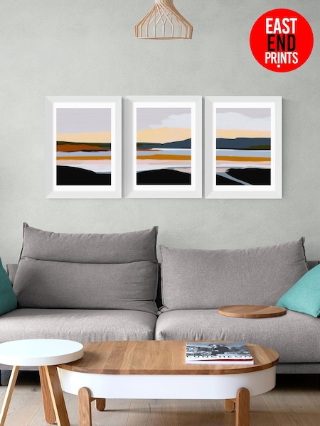 East End Prints Set of 3 White Peaceful Calm of Evening Wall Art Prints by Ana Rut Bre (Y33482) | £140 - £370
