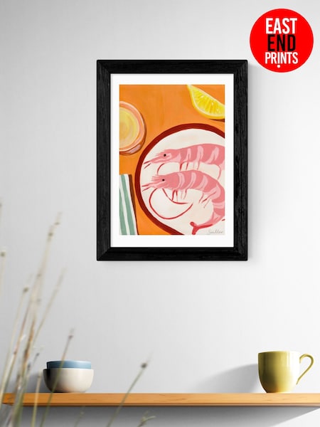 East End Prints Black Giant Prawns and Vinho Verde Wall Art Print by Susie Miller (Y33521) | £50 - £130
