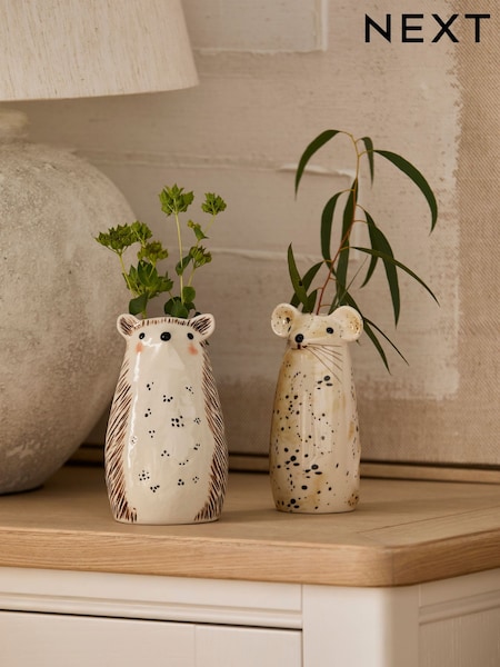 Set Of 2 Ceramic Animal Vases