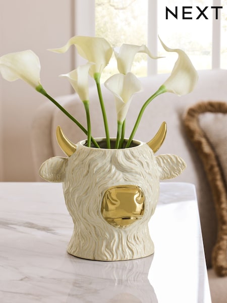Hamish The Highland Cow Head Ceramic Vase