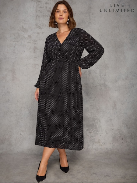 Live Unlimited Black All-Over Embellishment Hanky Hem Midaxi Dress (Y33659) | £129