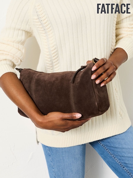 FatFace Chocolate Brown Suede Shoulder Bag (Y33712) | £55